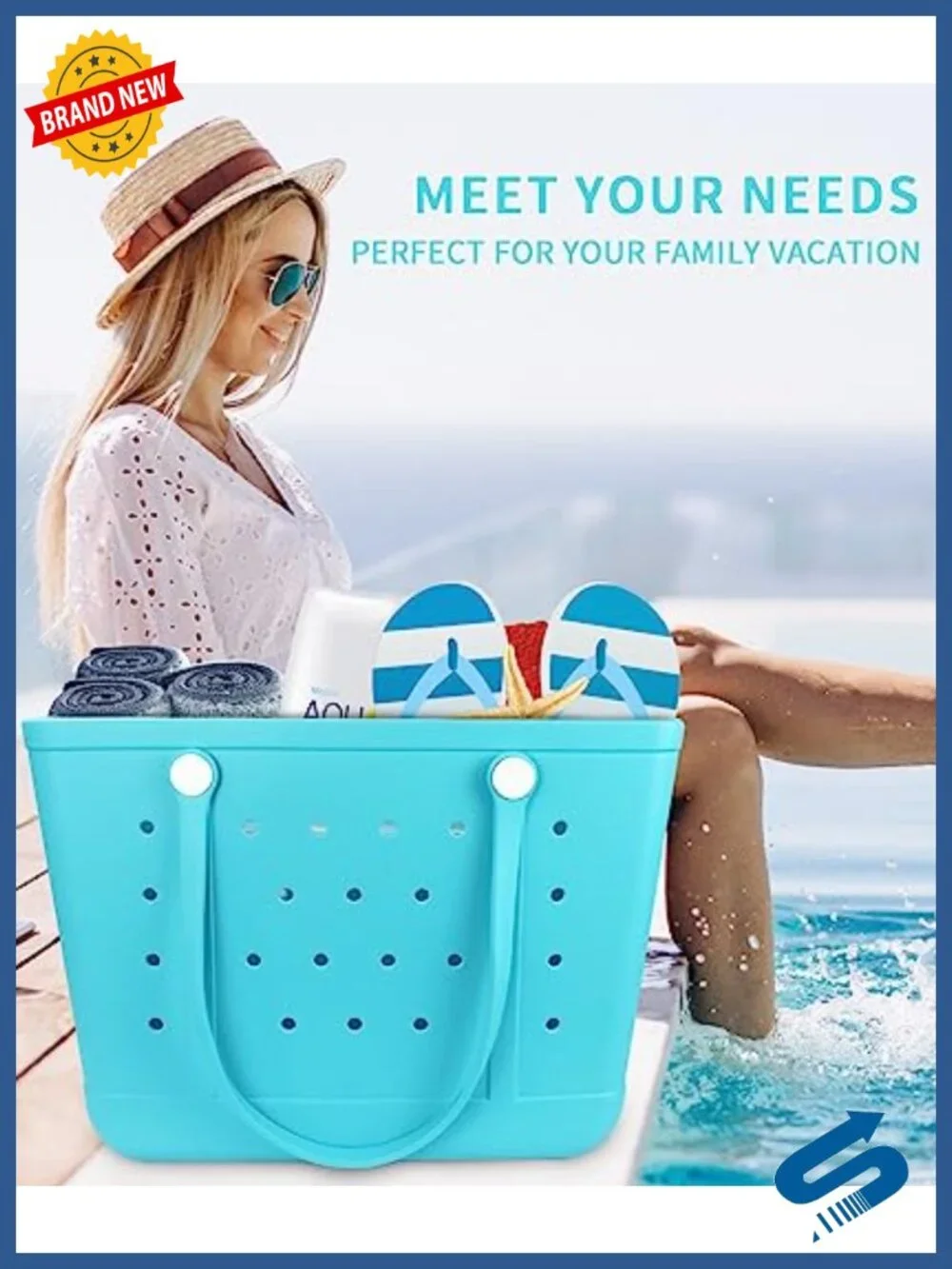 Rubber Beach Tote Bag Waterproof EVA Material Open Handbag for Gym Sports